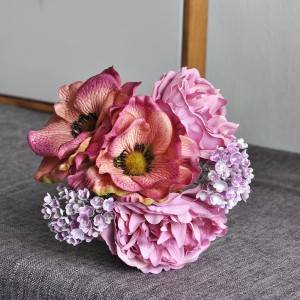 Artificial Flower Hand Tie Peony Bouquet Anemone Wedding Bouquet