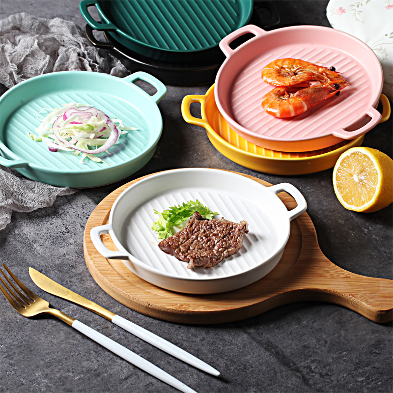 High definition Procurement Partner Yiwu - Handle Baking Pan Ceramic Plate Salad Breakfast Plate Wholesale – Sellers Union