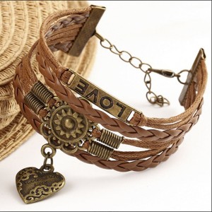 Wholesale Multilayer Braided Friendship Bracelet Custom Words Heart Sunflower Bracelet