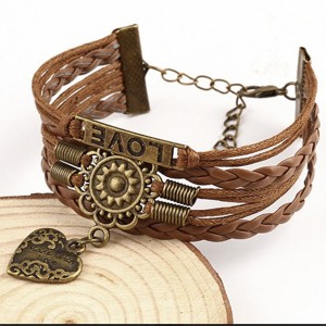 Wholesale Multilayer Braided Friendship Bracelet Custom Words Heart Sunflower Bracelet