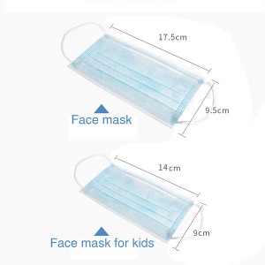 3 Ply Ear Loop Non woven Disposable Kid Protective Face Mask