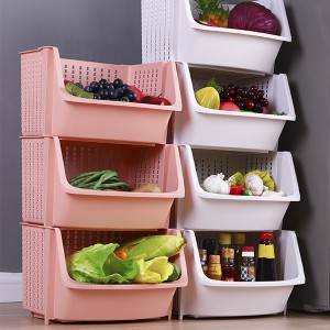 Stackable Plastic Kitchen Storage Shelf  Fruit Vegetable Storage Rack
