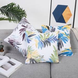Home Sofa Decorative Cushion Linen Printing Leaves Pillow
