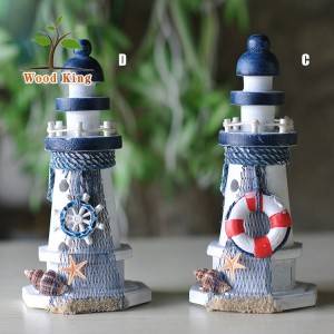 Mediterranean Style Wood Crafts Decoration Lighthouse Beacons
