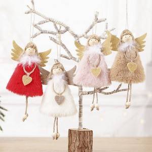 Mokhabiso oa Keresemese Love Plush Feather Angel Christmas Pendant