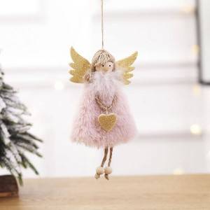 Mokhabiso oa Keresemese Love Plush Feather Angel Christmas Pendant