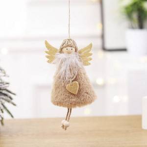 Jólaskraut Love Plush Feather Angel Christmas Pendant