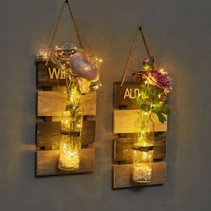 Wooden Hydroponic Wall Hanging Luminous Floral Decoration