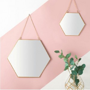 Geometric Shape Golden Hexagon Mirror Bathroom Mirror Makeup Mirror