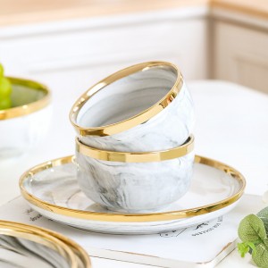 Marble Ceramic Dish Set ໂຕະຕັ່ງ