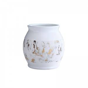 Marble White Gold Vase Handmade Process Ornaments