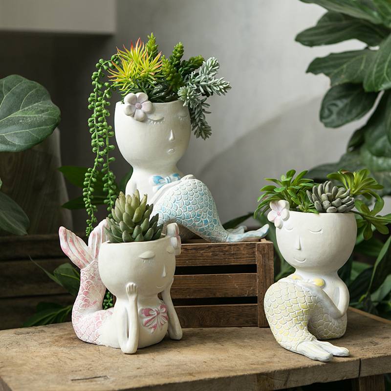 High Quality for Exportadora de Yiwu - Mermaid Flowerpot Cartoon Ornaments Fish Modeling Flower Pot – Sellers Union