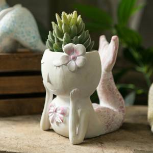 Mermaid Flowerpot የካርቱን ጌጣጌጥ የአሳ ሞዴል የአበባ ማሰሮ