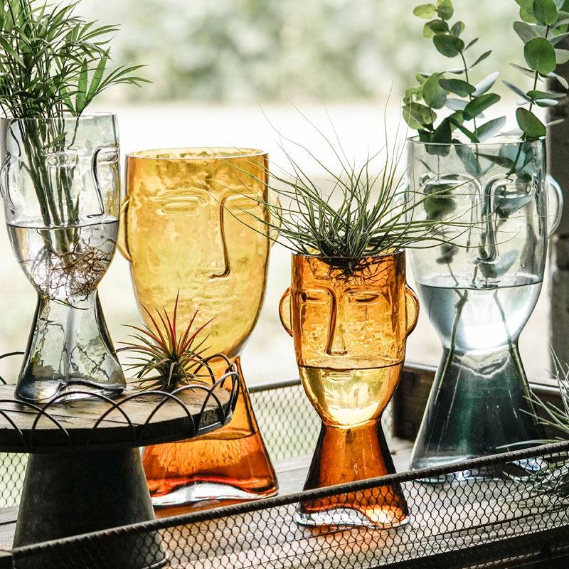 Best Price for Venta de ropa - Monata Face Art Transparent Glass Vase Decoration – Sellers Union