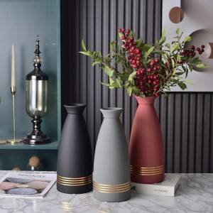 Moran Di Red Black Gray Ceramic Vase Ihe ndozi ụlọ