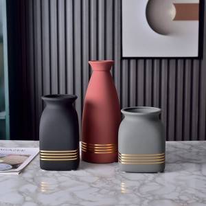 Moran Di – Vase en céramique rouge noir gris, décoration de la maison