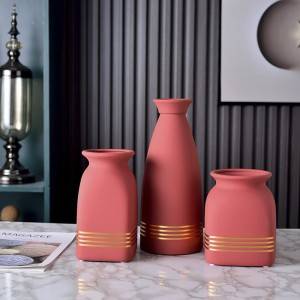 Moran Di Red Black Grey Ceramic Vase Home Decoration