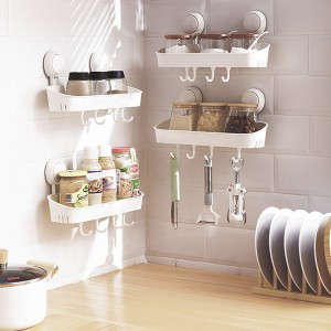 Wholesale Reusable Wall Mounted Spice Bottle Rack Holder Corner Basket Shelf For Kitchen Home Storage