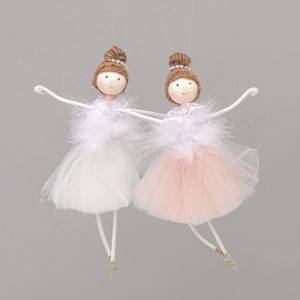 Tinkliniai verpalai pliušiniai balerinos mergaičių lėlės pakabukai Kalėdų eglutės puošmena