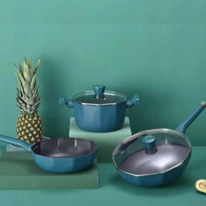Octagonal Non-fimbo Cookware Set Wok Pan Kitchenware Set Jumla