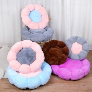 Pet Bed Autumn Winter Plus Velvet Thick Round Flower Cat Bed Dog Bed
