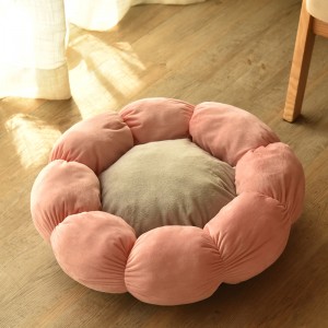 Pet Bed Autumn Winter Plus Velvet Thick Round Flower Cat Bed Dog Bed