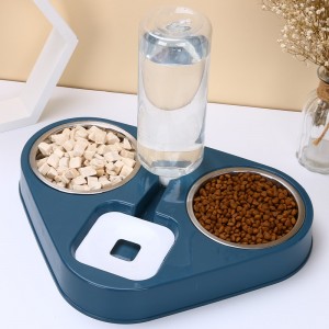 Cat Dog Bowl Double Bowl Pet Feeder Automatic Water Dispenser