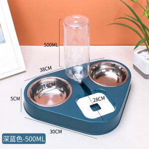 Cat Dog Bowl Dobleng Bowl Pet Feeder Awtomatikong Water Dispenser
