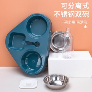 Cat Dog Bowl Double Bowl Pet Feeder Automatic Water Dispenser