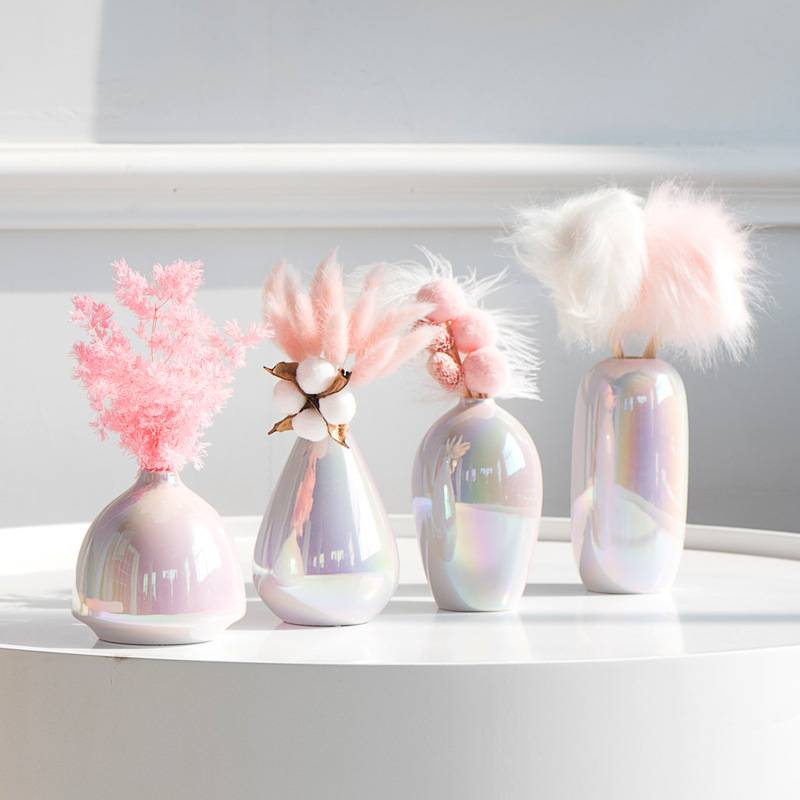 Lowest Price for Venta de adornos - Pink Ceramic Vase Rainbow Pearl Home Decoration – Sellers Union