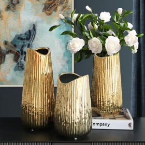 Plating Golden Ceramic Vase Ornaments Home Decoration