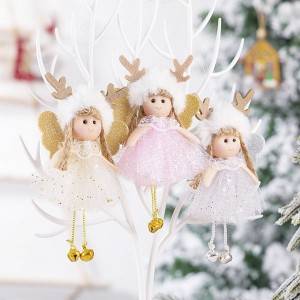 Christmas Plush Net Yarn Sequined Antler Angel Pendant Christmas Tree Pendant