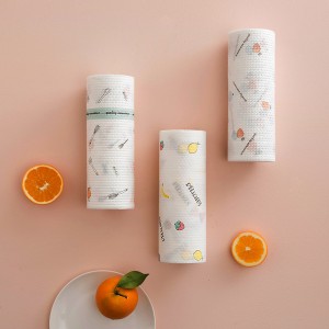Printed Dishwashing Tissue Kitchen Disposable Rag Cleaning Roll Paper Wholesale