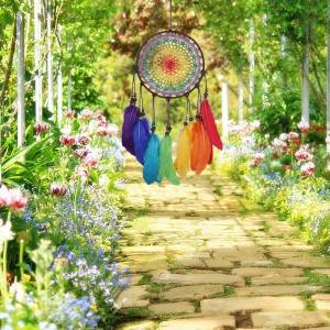 Bohemian Rainbow Wall Tapestry Macrame Dream Catcher Feather Home Decor