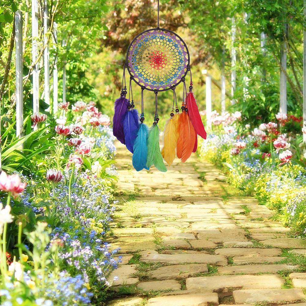 2017 High quality La mejor agencia de compra de Yiwu - Bohemian Rainbow Wall Tapestry Macrame Dream Catcher Feather Home Decor – Sellers Union