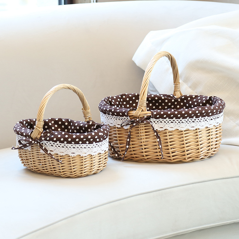 Fixed Competitive Price Partnership Marketing - Hand-woven Picnic Basket Storage Basket Elliptical Gift Rattan Basket – Sellers Union