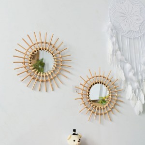 Rattan Woven Mirror Pastoral Wall Mirror Wall Hanging Decoration