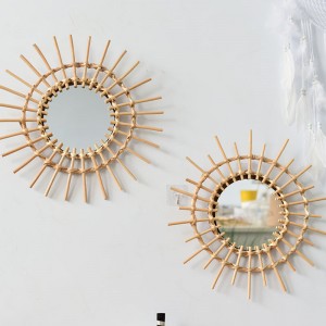 Rattan Woven Mirror Pastoral Wall Mirror Wall Hanging Decoration
