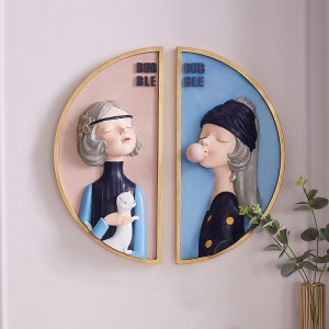 Resin Bubble Girl Sculpture 3D Hanging Modern Wall Decor Wholesale