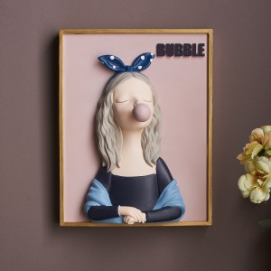 Resin Bubble Girl Sculpture 3D Hanging Modern Wall Decor Wholesale