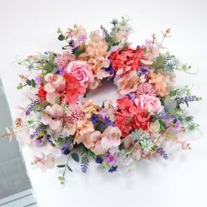Simulation Flower Ring Flower Rose Embroidery Ball Door Hanging Wreath