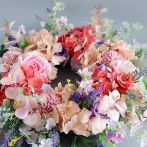 Anello di fiori di simulazione Fiore di rosa Ricamo Palla Porta Ghirlanda appesa