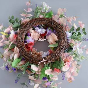 Simulation Flower Oruka Flower Rose iṣẹṣọ Ball ilekun adiye Wreath