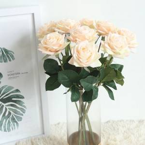 Engros Single Stem Real Touch Rose kunstige blomster med blader