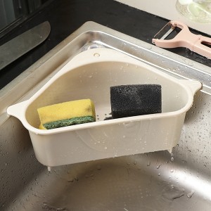 Triangle Plastic Rack Kitchen Sink Drain Storage Basket bakeng sa Litholoana tsa Meroho
