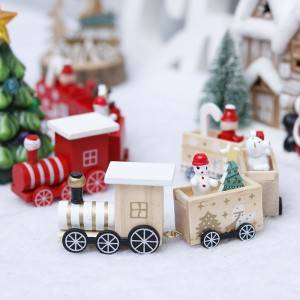 Christmas Decoration Wooden Small Train Christmas Gifts