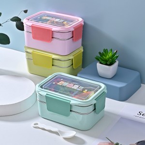Wholesale Stainless Steel Lunch Box Double-laach Portable Meal Box