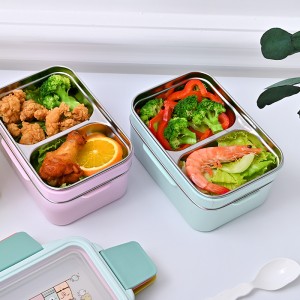 Boîte à déjeuner en acier inoxydable, boîte à repas Portable à Double couche, vente en gros