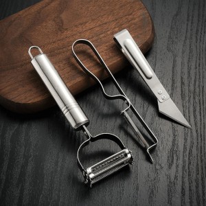 Нож за белене от неръждаема стомана Многофункционална щипка за ренде от три части