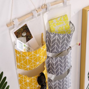 Cotton Linen Storage 3-layer Hanging Bag Fabric Storage Bag